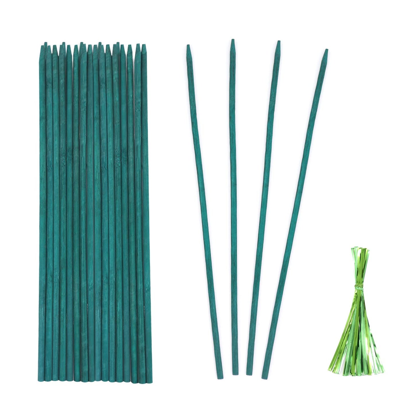 Green Bamboo Plant Stakes, Plant Sticks Support for Indoor and Outdoor Plants, Garden Wood Sturdy Bamboo Sticks, Floral Plant Support Stakes for