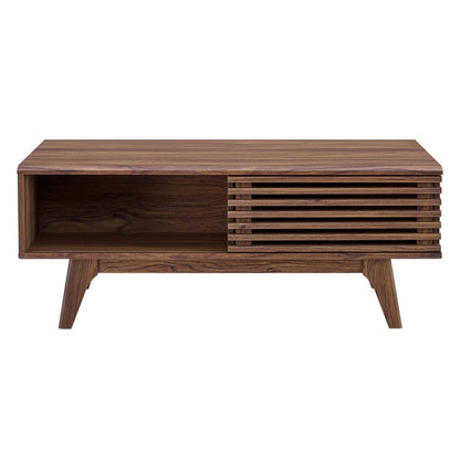 Modway Render Mid-Century Modern Coffee Table in Walnut, 43 in x 21.5 in x 17