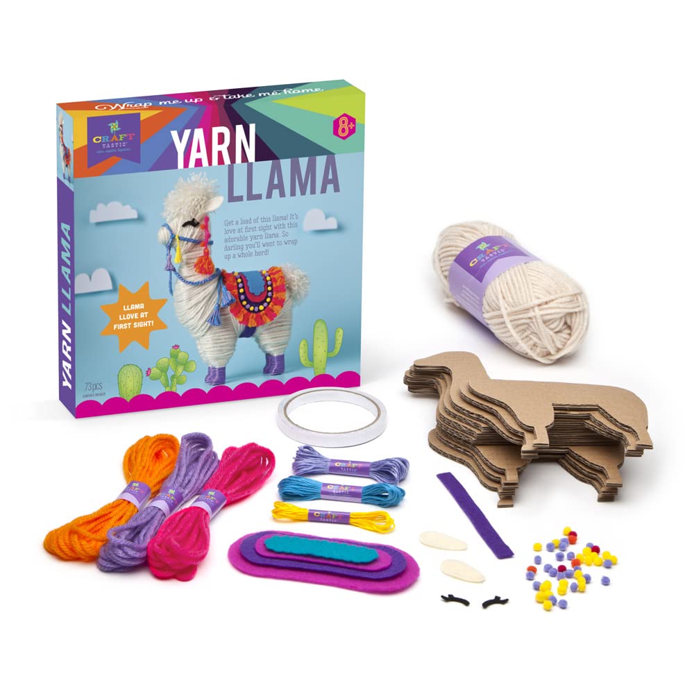 Craft-tastic – Yarn Llama Kit – Craft Kit Makes 1 Yarn-Wrapped Llama Craft-tastic