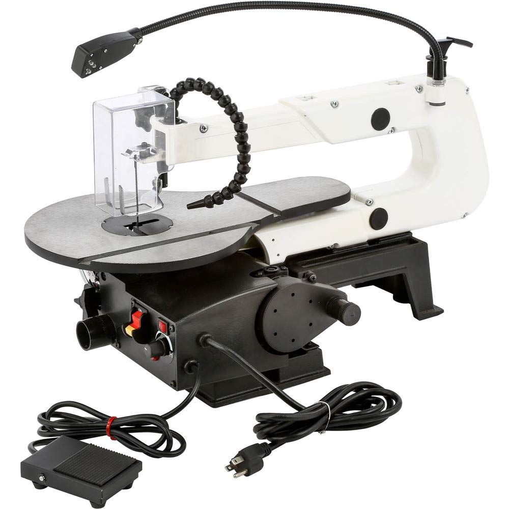 Shop Fox W1872 16" VS Scroll Saw with Foot Switch, LED, Miter Gauge, Rotary Shaft - WoodArtSupply