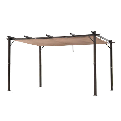 Outsunny 10' x 13' Aluminum Patio Pergola with Retractable Pergola Canopy, Backyard Shade Shelter for Porch, Outdoor Party, Garden, Grill Gazebo, Outsunny