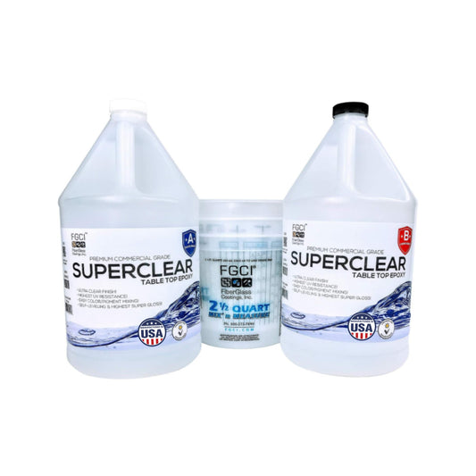 SUPERCLEAR® Coat Epoxy Resin Kit, 2 Gallon, Liquid Glass® Epoxy, Art Resin, Super Gloss Clear 2 Part Self Leveling Epoxy Resin, Epoxy Resin Table - WoodArtSupply