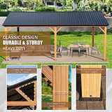 Domi 12x20FT Hardtop Gazebo, Galvanized Steel Gable Roof Gazebo Pergola with Wood Grain Aluminum Frame, Outdoor Permanent Gazebo Pavilion for Patio, domi outdoor living
