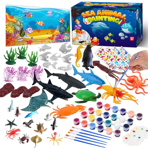 FUNZBO Kids Painting Set - Christmas Gifts for Kids, Arts and Crafts, Art Set with Art Supplies, Painting Tools, and Animal Toys, Toys for Girls, FUNZBO