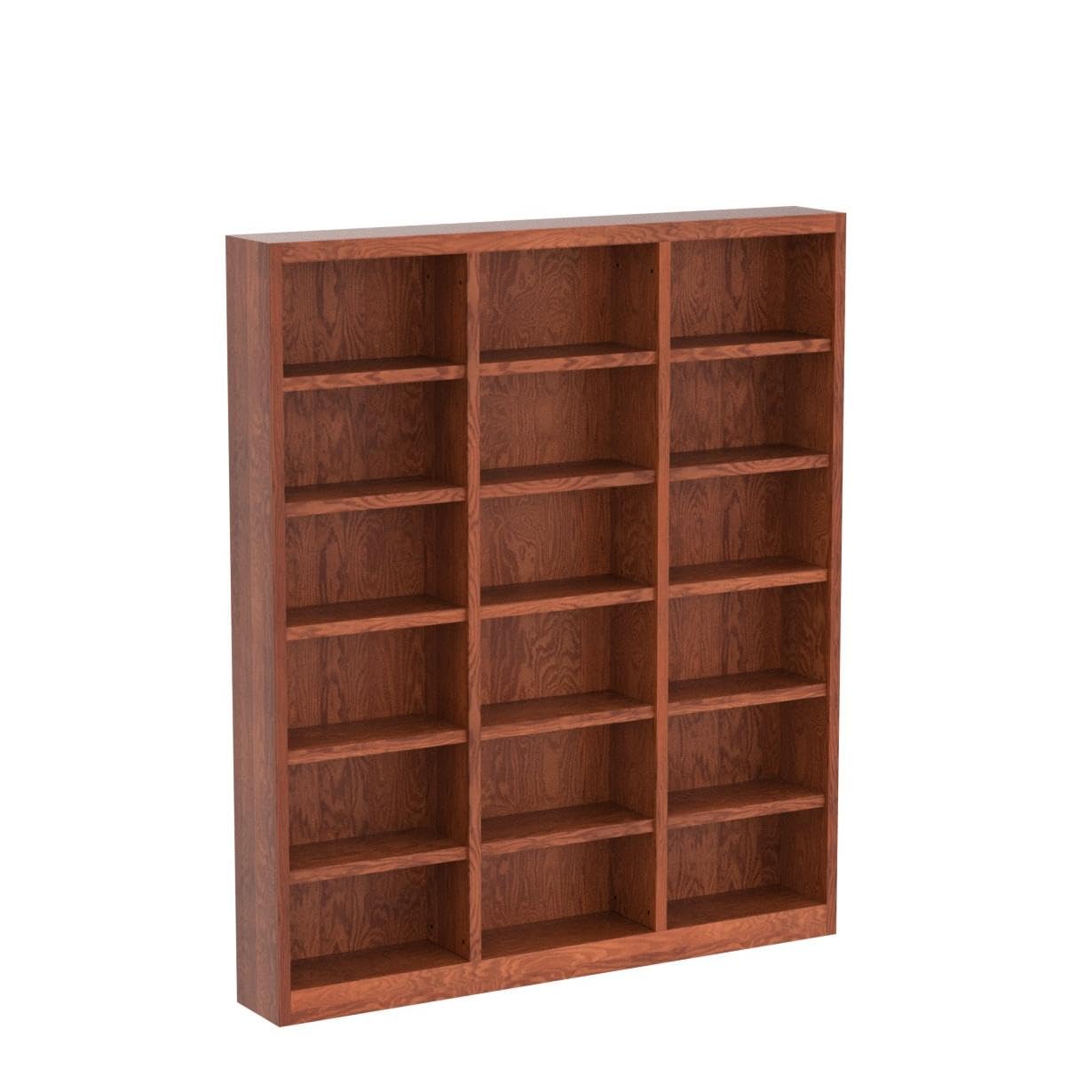 Bowery Hill 84" Tall Triple Wide Wood Bookcase with 18 Adjustable Shelves in Dry Oak - WoodArtSupply