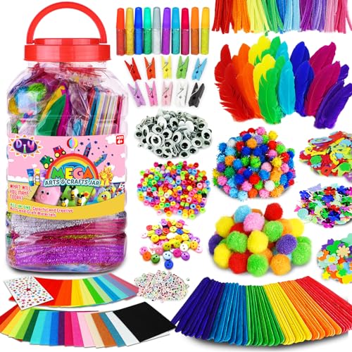 FUNZBO Arts and Crafts Supplies for Kids - Kids Crafts Toys with Sequins, Diamond Stickers & Foam Letters, Crafts for Girls Age 4 5 6 7 8 9 - All in FUNZBO