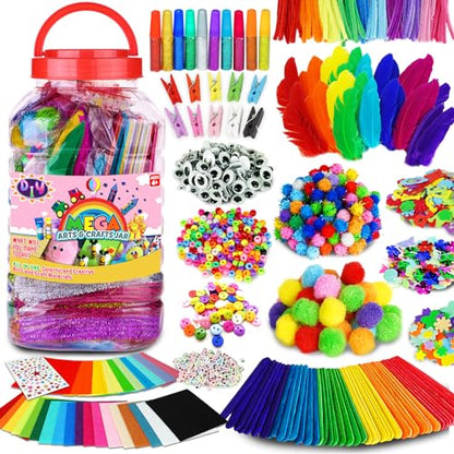 FUNZBO Arts and Crafts Supplies for Kids - Kids Crafts Toys with Sequins, Diamond Stickers & Foam Letters, Crafts for Girls Age 4 5 6 7 8 9 - All in - WoodArtSupply