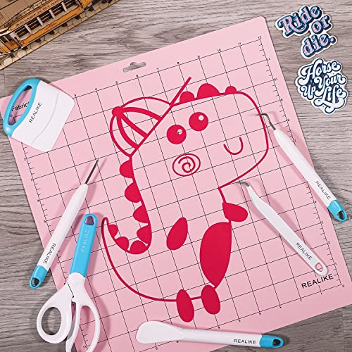 REALIKE Vinyl Weeding Tools Set Craft Vinyl Tools Kit Weeder/Scraper/Spatula/Tweezers/Scissor Basic Tool for Cricut/Silhouette/Siser HTV/Oracal Vinyl REALIKE