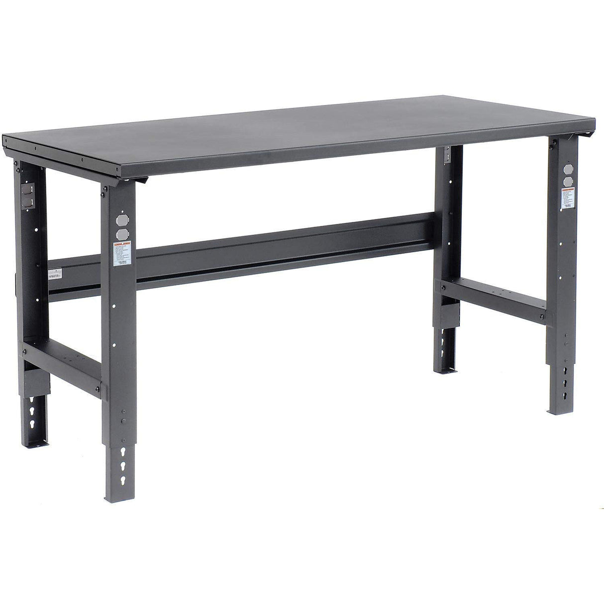 Global Industrial Adjustable Height Workbench C-Channel Leg, 60" W x 30" D, 1-3/4" Steel Square Edge, Black Global Industrial