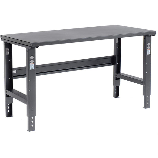 Global Industrial Adjustable Height Workbench C-Channel Leg, 60" W x 30" D, 1-3/4" Steel Square Edge, Black - WoodArtSupply