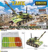 Puzzled 3D Puzzle Colorful Tank Wood Craft Construction Kit Fun, Unique and Educational DIY Wooden Military Toy Assemble Model Pre-Colored Crafting Puzzled