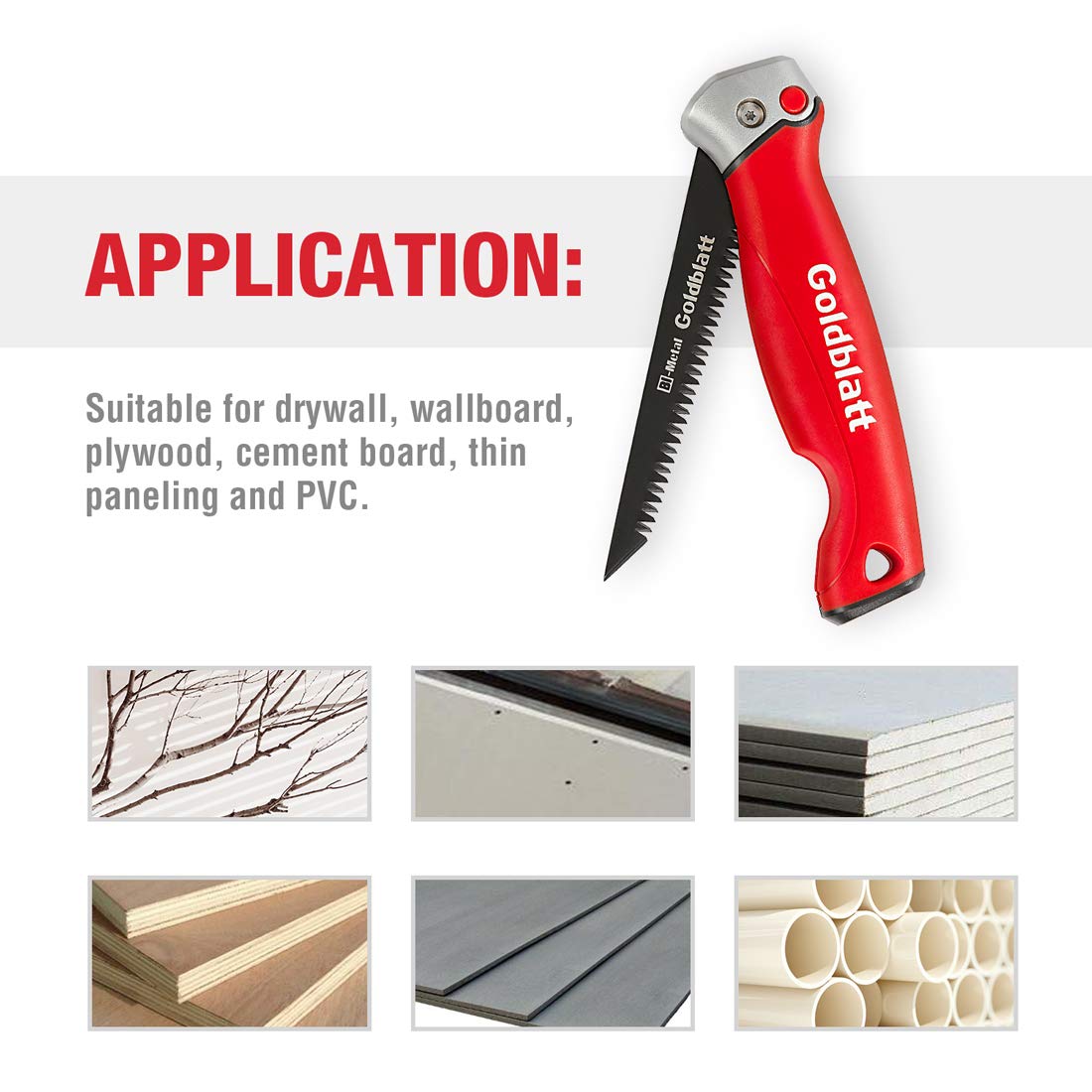 Goldblatt Folding Drywall / Sheetrock Saw, Jab / Hand Saw with Soft Grip Handle, for Wallboard, Plywood and PVC Goldblatt