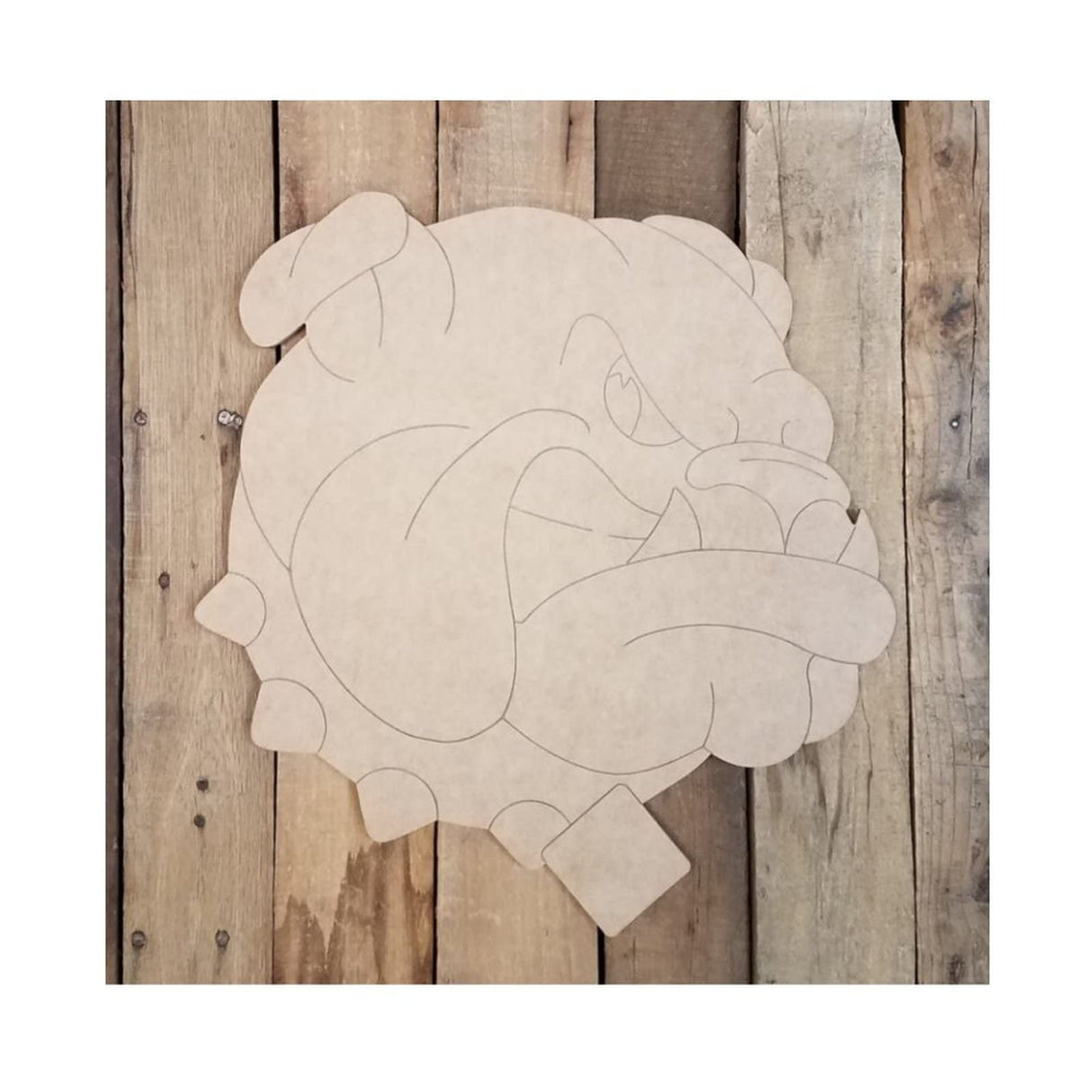 Bulldog Head with Collar Wood Craft,Unfinished Wooden Cutout Art,DIY Wood Sign, Inspirational Farmhouse Wall Plaque,Rustic Home Decor for Bedroom Arupkeer