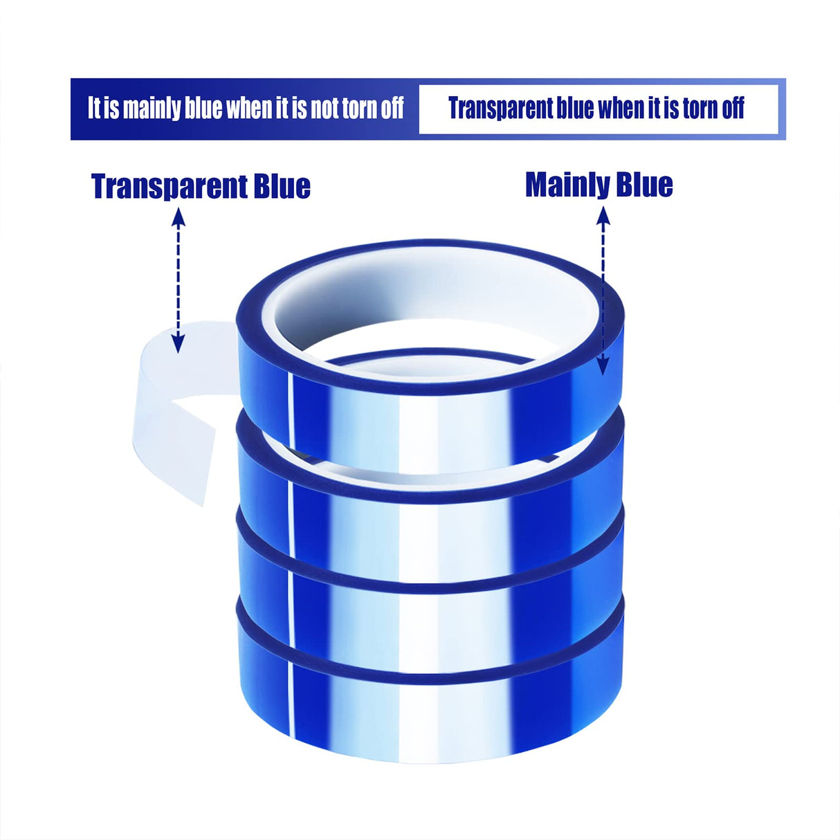 MEBMIK 4 Rolls 20mm x33m(108ft) Blue Heat Tape High Temperature Heat Resistant Tape Heat Transfer Tape for Heat Sublimation Press Vinyl,No Residue MEBMIK