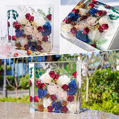 LET'S RESIN Large Silicone Square Molds for Resin, Glossy Deep Square Molds 8''x 3'' w/Wooden Support, Epoxy Resin Molds for Flowers Preservation,