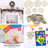 AKOAK 50 Pcs Wooden Gear, Blank Wooden DIY Craft Pieces, Wood Chip Paper-Cut Gift Labels, Unfinished Gear Decoration Cards DIY Craft Jewelry Making AKOAK