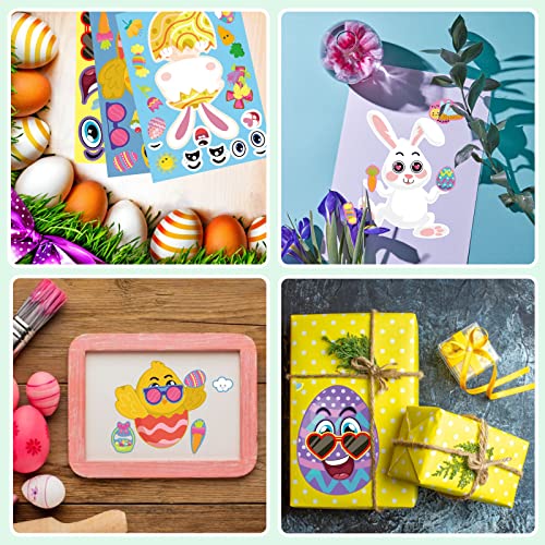 36 Sheet Easter Stickers for Kids,Easter Basket Stuffers,Make a Face Easter Stickers with Easter Animal Egg Themed,Make Your Own Stickers,Easter DUJAA
