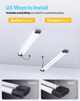 Sunco Lighting 2 Pack LED Workshop Garage Black Shop Light 4FT, Plug in Linkable Utility Light Fixtures, 260W=40W, 5000K Daylight, Frosted Lens, Pull Sunco Lighting