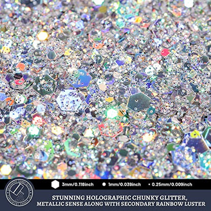 Chameleon Chunky Glitter, LEOBRO 12 Color Holographic Craft