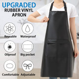 RUIFYRAY Black Vinyl Leather Apron with Pockets for Women, Waterproof for Kitchen, Cooking, Dishwashing, Dog Grooming RUIFYRAY