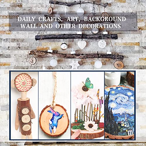 FSWCCK 24 PCS Wood Slices Bulk, 4-4.7 Inch Unfinished Natural with Tree Barks Rustic Wedding Centerpiece Disc, Craft Wood Pieces for Circles Craft FSWCCK