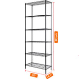 REGILLER 6-Wire Shelving Metal Storage Rack Adjustable Shelves,Standing Storage Shelf Units for Laundry Bathroom Kitchen Pantry Closet (Black,30L x REGILLER
