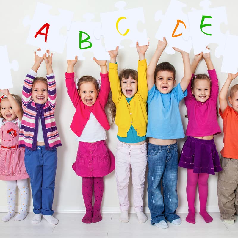 Glenmal 100 Pcs White Blank Puzzle Papers Oversize Puzzles Large White Puzzle Pieces for Adult to Draw and Write and Makes Huge Art Display Glenmal