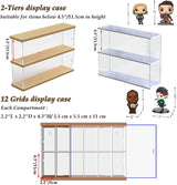 Clear Acrylic Display Shelf Case for Mini Funko Pop, Wooden Display Stand Riser 2 Layer Storage Rack for Decoration Action Figures Collectibles Toys, ELEpure