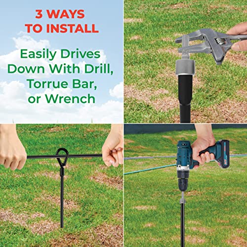 VASGOR 15” Ground Anchors (8pcs) Easy to Use with Drill, 3" Helix Diameter, Heavy Duty Anchor Hook for Camping Tent, Canopies, Car Ports, Sheds, VASGOR