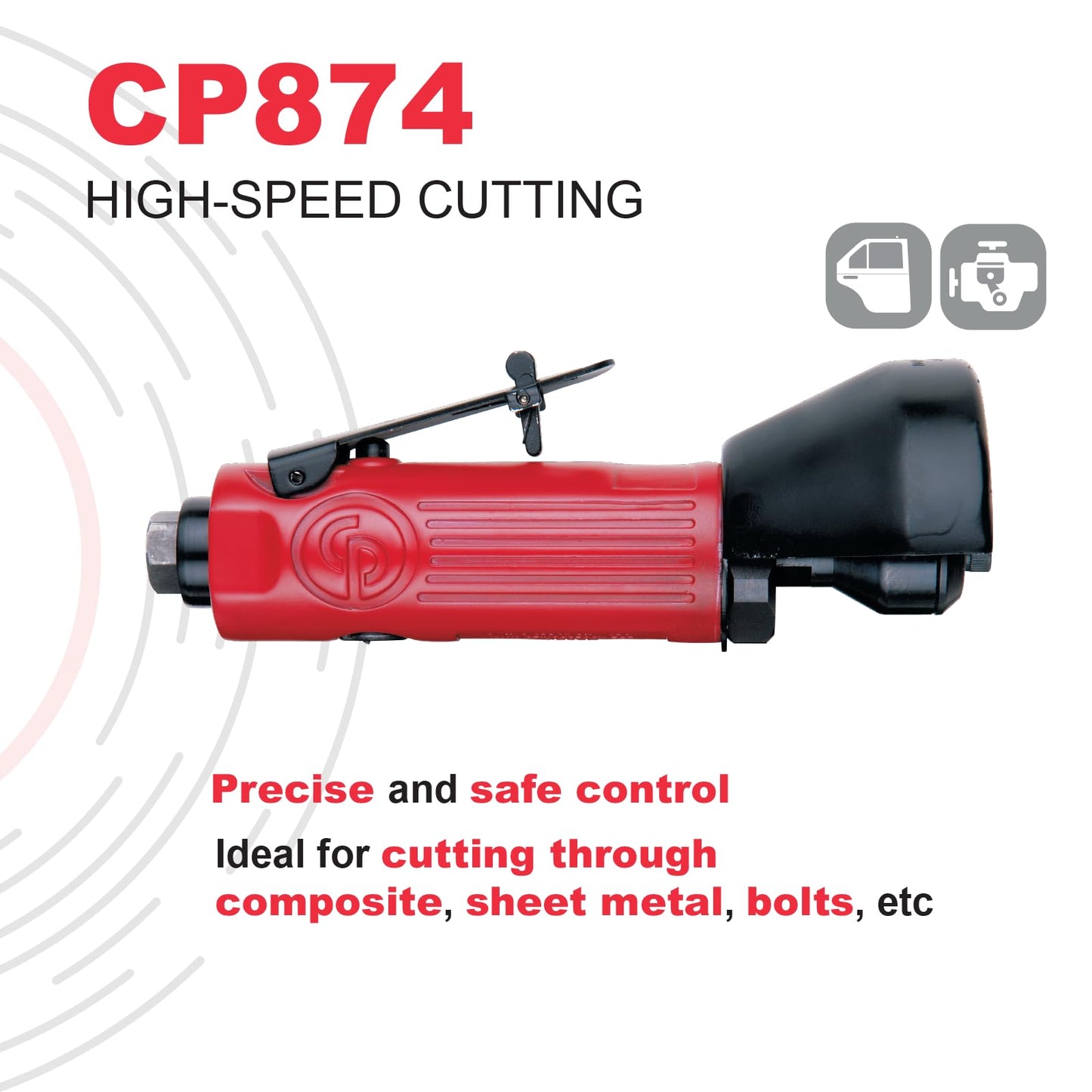 Chicago Pneumatic CP874 - Air Cut Off Tool, Automotive Body Shop & Home Improvement Projects, Pipe, Fiberglass, Woodworking, Construction, - WoodArtSupply