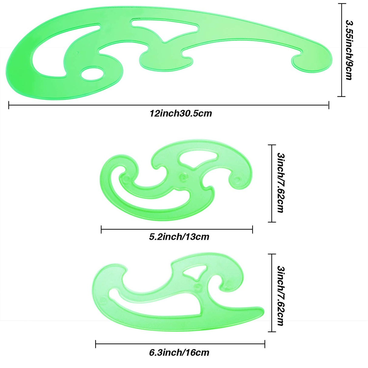 6 Pieces Plastic French Curve Ruler Multi-Function Comic Template Tool Set for Drafting Drawing Template, 6 Assorted Sizes TecUnite