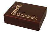 DA VINCI Personalized Wood Mahogany Golf Ball Box with Space for 12 Balls (His Swing) DA VINCI