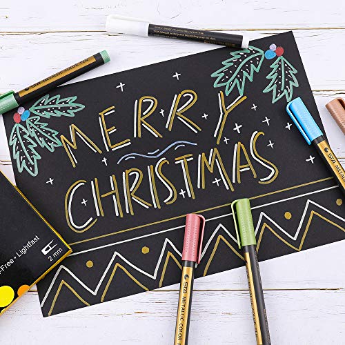 Dyvicl Metallic Marker Pens - Set of 10 Medium Point Metallic Markers for Rock Painting, Black Paper, Card Making, Scrapbooking Crafts, DIY Photo Dyvicl