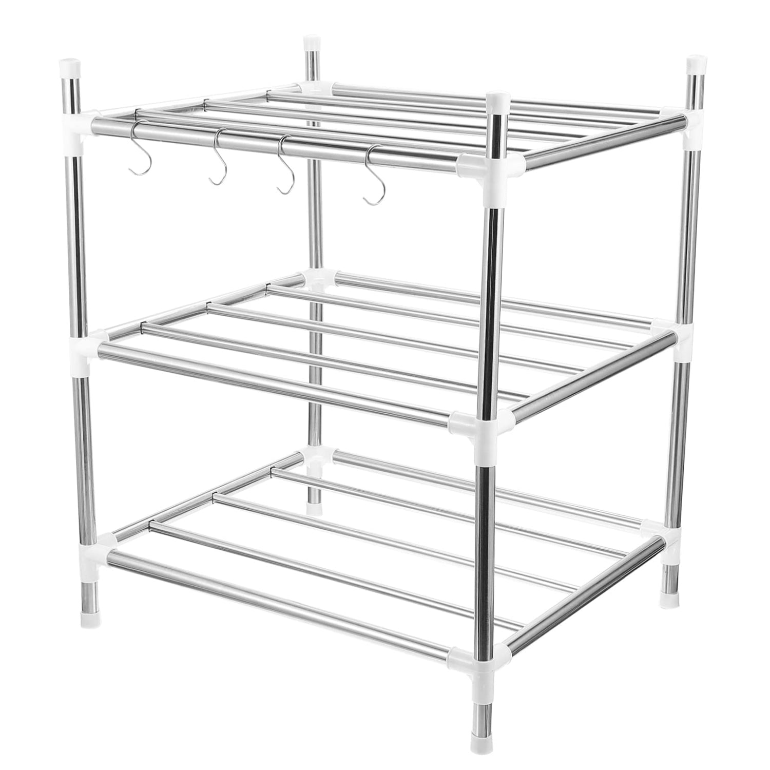 Garneck 1pc Kitchen Storage Rack Shelf for Kitchen Cabinets Steel Storage Countertop Shelf Organizer Three-Layer Shelf Cabinet Storage Shelf Rack Garneck