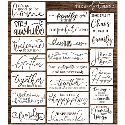 Word Stencils for Painting On Wood Sign Canvas Fabric, Reusable Welcome Farmhouse Burning Inspirational Art Craft Paint Stencil for Shirt Family