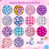 Cludoo 773Pcs Mermaid Charm DIY Beads for Jewelry Making, Unicorn DIY Bracelet Making Bead Kit for Kids Girls with Pearl Starfish Shell, Ocean Pearl Cludoo