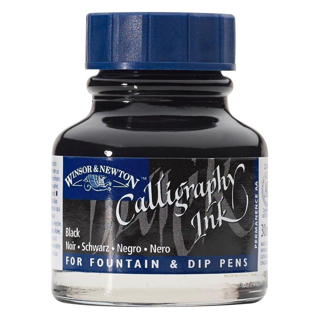 Winsor & Newton Calligraphy Ink, 30ml (1-oz) Bottle, Black - WoodArtSupply