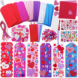 36 Sets Valentine Decorations DIY Bookmarks Valentine Craft Kit Blank Foam Bookmarks with Assorted Smile Face Hearts Owl Alphabets Stickers for Kids Winlyn