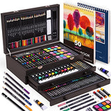 175 Piece Deluxe Art Set with 2 Drawing Pads, Acrylic Paints,Crayons,Colored Pencils,Paint Set in Wooden Case,Professional Art Kit,Art Supplies for Color More