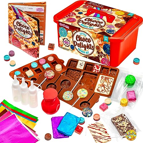 GirlZone Little Choco Delights Maker Kit, Chocolate Making Kit with Candy Bar Molds to Make Your Own Chocolate Bar, Exciting Christmas Crafts for GirlZone