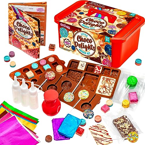 GirlZone Little Choco Delights Maker Kit, Chocolate Making Kit with Candy Bar Molds to Make Your Own Chocolate Bar, Exciting Christmas Crafts for - WoodArtSupply