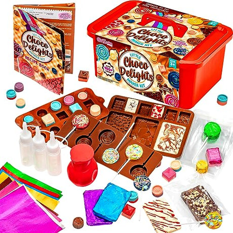GirlZone Little Choco Delights Maker Kit, Chocolate Making Kit with Candy Bar Molds to Make Your Own Chocolate Bar, Exciting Christmas Crafts for GirlZone