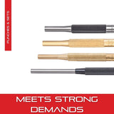 Starrett Steel Center Punch with Square Shank and Knurled Finger Grip - Hardened and Tempered, 4-1/4" Length, 5/32" Diameter Tapered Point, 3/8" Starrett