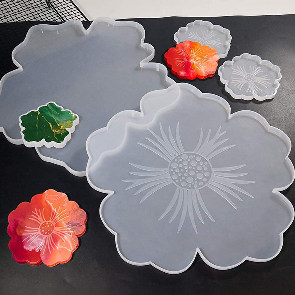 Silicone Resin Tray DIY Mold Rectangle Geode Agate Platter Epoxy Molds with 1 x Big and 5 x Small Coaster Mold,for Fruit Cup,Serving Board and Home - WoodArtSupply