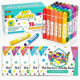 Shuttle Art Dot Markers, 36 Colors Washable with 135 Activity Sheets, 5 Activity Books, Fun Art Supplies for Kids Toddlers and Preschoolers, Non Shuttle Art