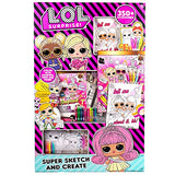 Horizon Group USA L.O.L. Surprise! Double Feature Super Sketch & Create, 350+ Piece Art Activity Set, Includes Coloring Pages, Crayons, Gel Pens, L.O.L. Surprise!