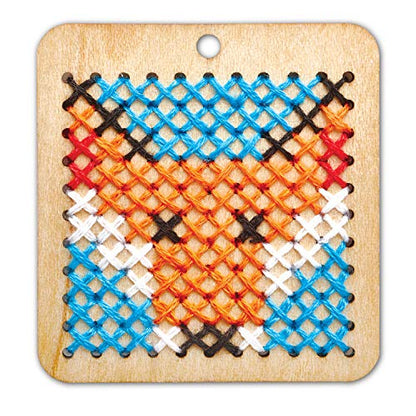 MindWare Make Your Own Cross Stitch â€“ Cute & usable DIY Crafts for Girls & Teens â€“ Make 12 Wooden Pendants â€“ 29 pcs - WoodArtSupply