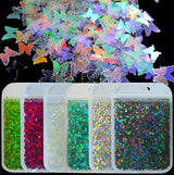 LoveOurHome 60g Butterfly Shapes Chunky Glitter Flakes Holographic Mylar Glitter Sequins Confetti Sparkles Manicure Nail Design Decor Resin Epoxy LoveOurHome