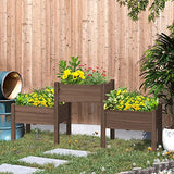 Outsunny Raised Garden Bed with 3 Planter Box, Elevated Wooden Plant Stand with Drainage Holes, for Vegetables, Herb and Flowers, Coffee Outsunny