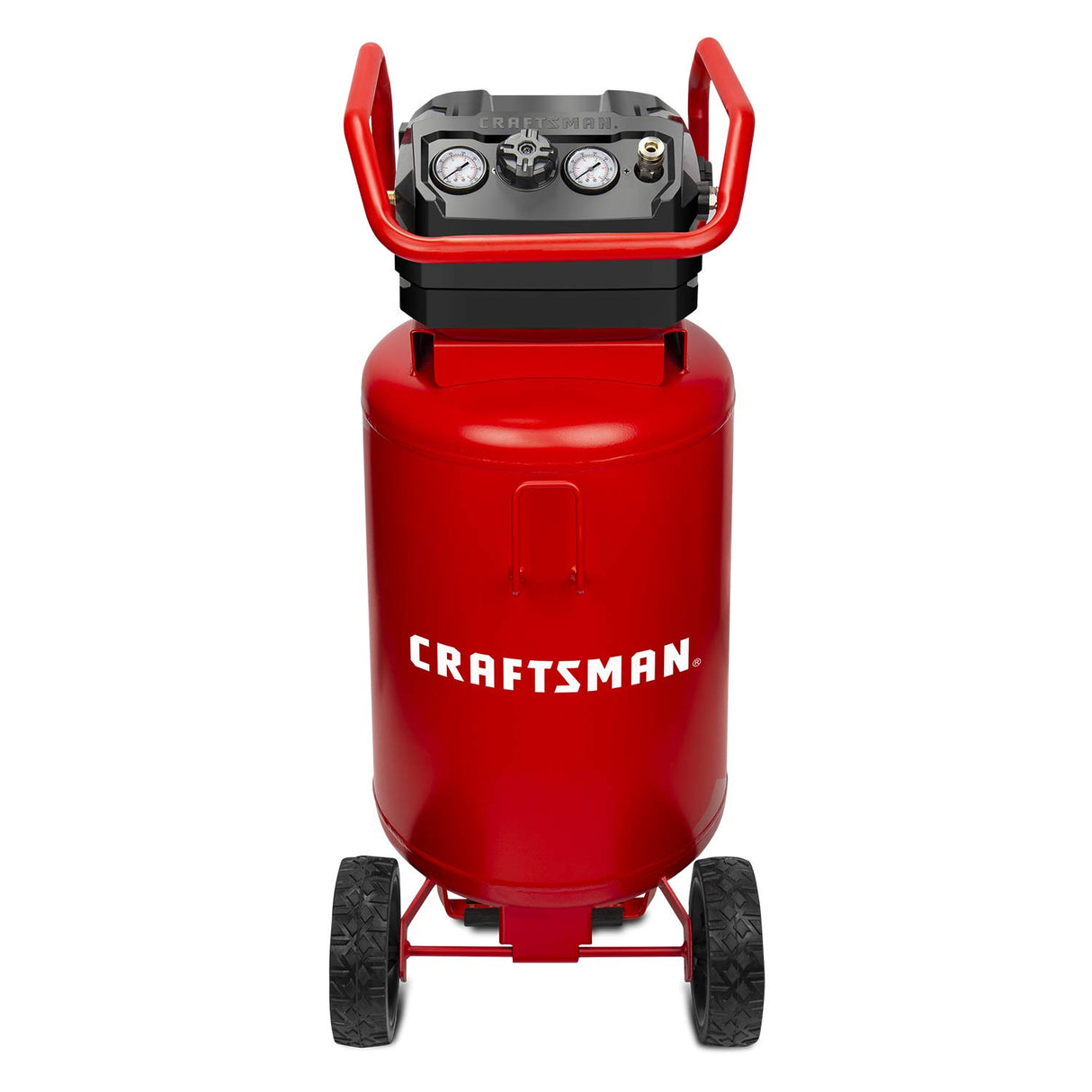 Craftsman Air Compressor, 20 Gallon Oil-Free 1.8 HP Max 175 PSI Pressure Two Quick Couplers Big Capacity, Red- CMXECXA0232043 Craftsman
